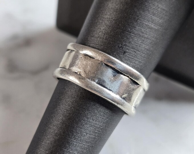 Womens Vintage Estate Sterling Silver Modernist Band Ring 4.9g E6479
