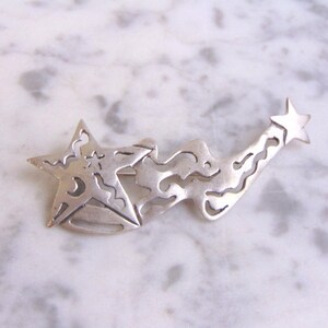 Broche de estrella fugaz de plata de ley vintage para mujer 10,6 g E4208