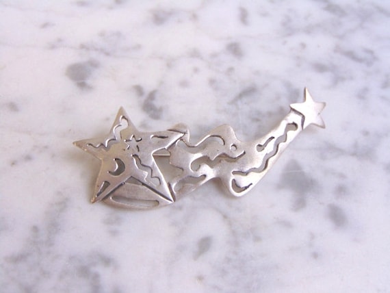 Womens Vintage Estate Sterling Silver Star Bracelet 8.3g E4593