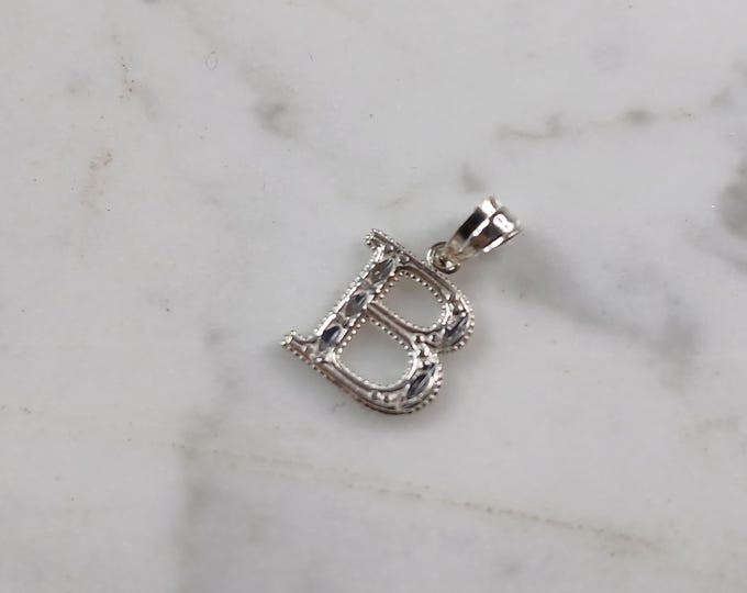 Womens Sterling Silver Initial Letter " B " Pendant 0.3g E6069