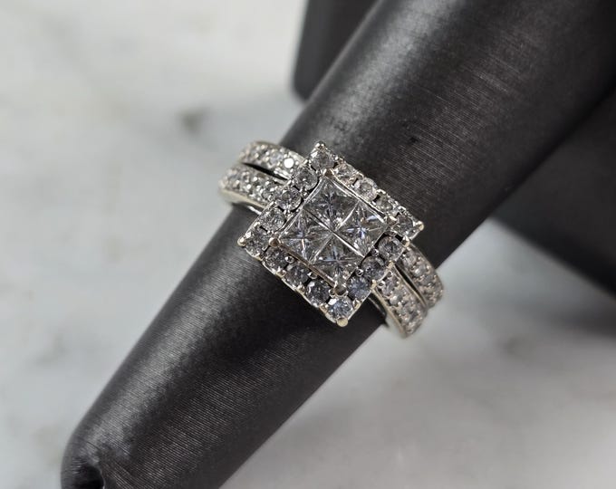 Womens Vintage Estate 14K White Gold 1.88cts Diamond Ring 6.9g E918