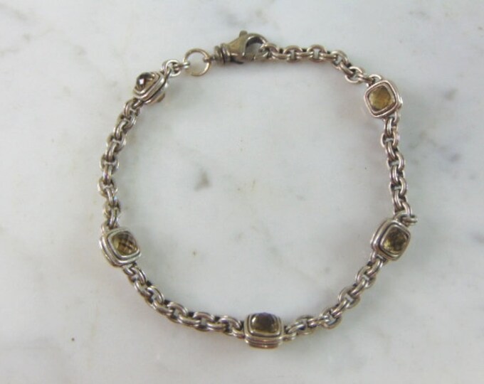 Womens Vintage Estate Sterling Silver CZ Bracelet 16.5g E5394