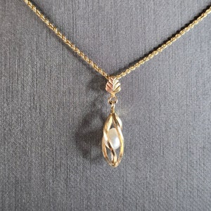 Womens Vintage Estate 14K & 10K Yellow Gold Pearl Necklace Pendant 3.8g E7828