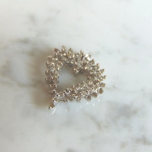 Womens Vintage Estate 14K White Gold Heart Diamond Pendant 3.3g E3398