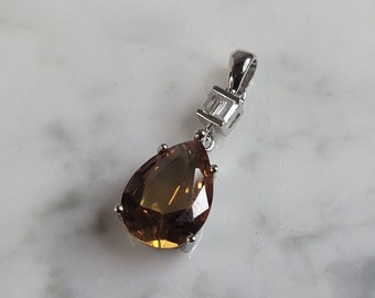 Womens  Estate Sterling Silver Citrine Pendant 2.7g E6444