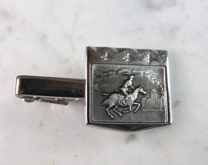 Mens Vintage Estate Stainless Steel Knight Tie Clip E6069