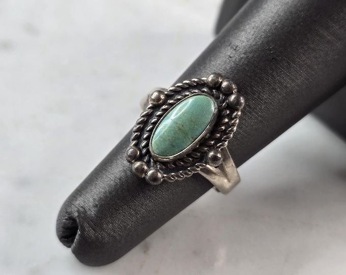 Womens Vintage Estate Sterling Silver Southwestern Turquoise Ring 4.1g E631