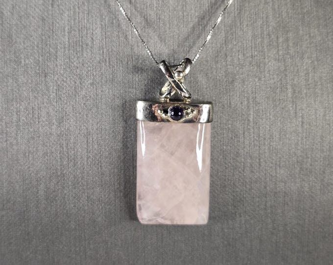 Womens Vintage Estate Sterling Silver Modernist Pendant w/ Necklace 18.1g E1789