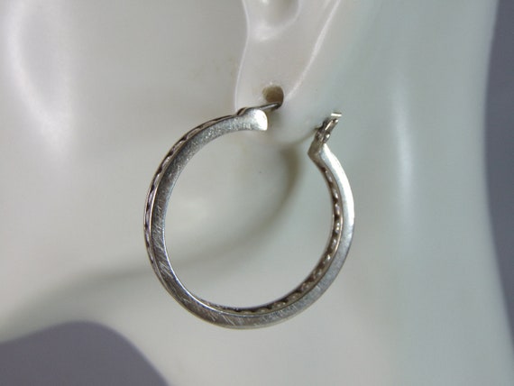 【Vintage Silver】 Hoop earrings Womens Vintage Estate Sterling Silver CZ Hoop Earrings 5.5g