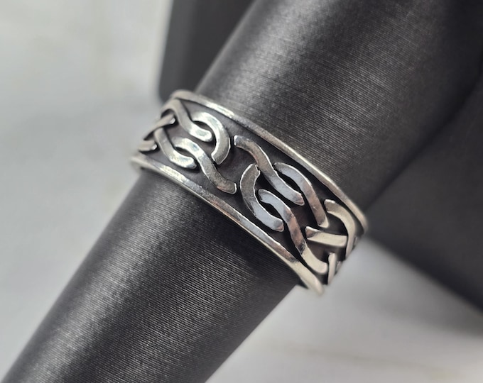 Mens Vintage Sterling Silver Celtic Infinity Waldeck Johnson Ring 5.9g E6888