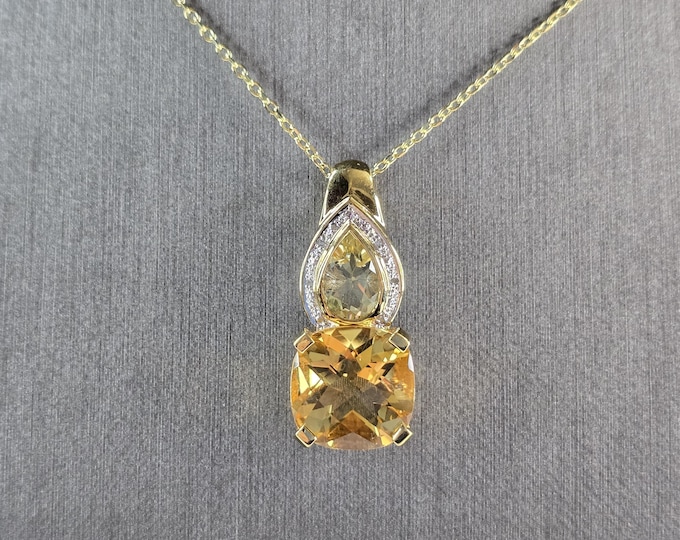 Womens Estate Sterling Silver Gold Tone Modernist Pendant Necklace 7.1g E3198