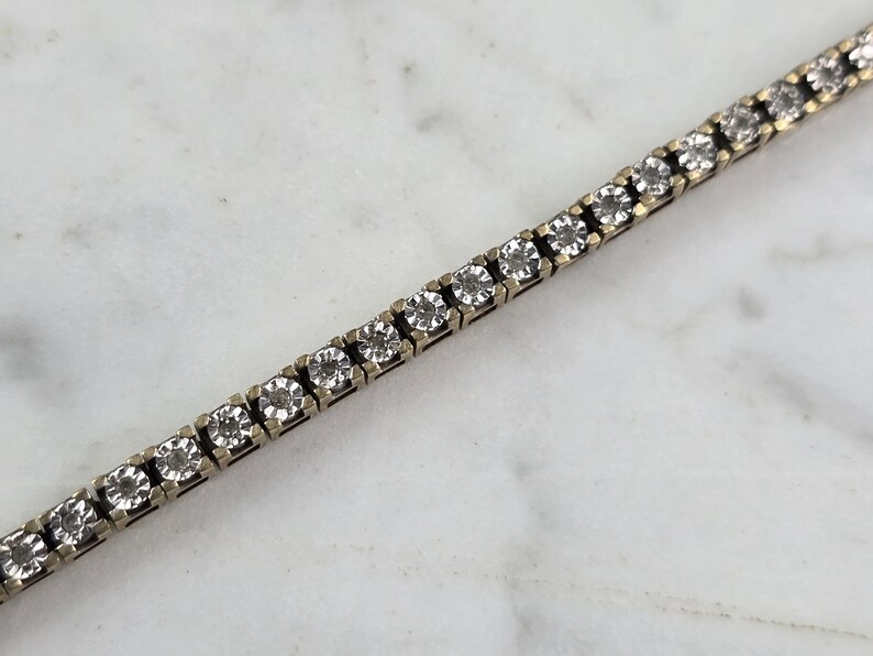 Damen Vintage Gut 10k Gold Diamant Tennis Armband 11.6g E980 Bild 3