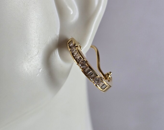 Womens Vintage Estate 14K Yellow Gold Diamond Earrings, 4.4g E7392