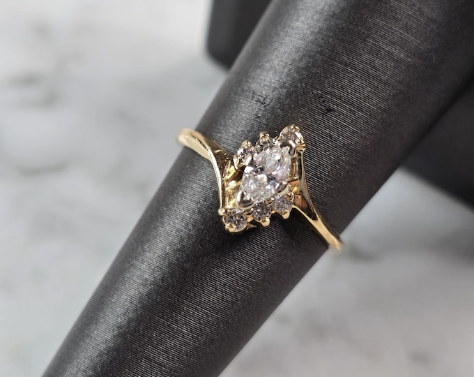 Womens Vintage Estate 14K Yellow Gold Diamond Ring, 2.3g E1839