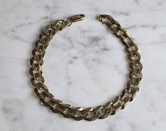 Mens Vintage Estate 14K Yellow Gold Cuban Link Bracelet  15.4g E7450