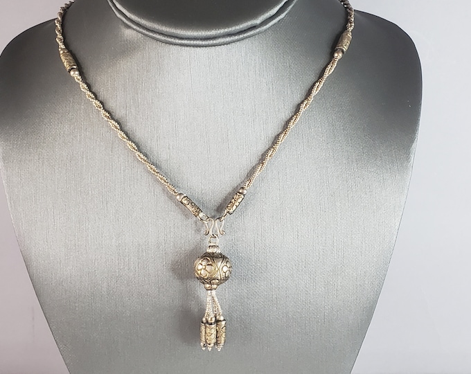 Womens Vintage Estate Sterling Silver Modernist Necklace 12g E6482