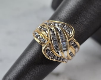 Womens Vintage Estate 10K Yellow Gold Diamond Ring 6.7g E3978