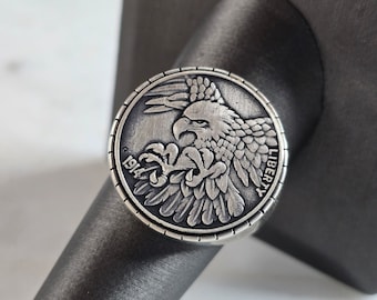 Mens Estate Sterling Silver Eagle Ring 12.1g E7909