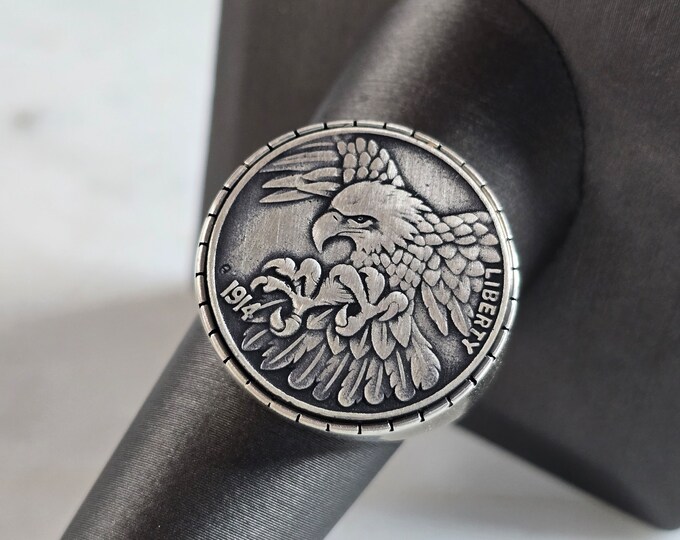 Mens Estate Sterling Silver Eagle Ring 12.1g E7909