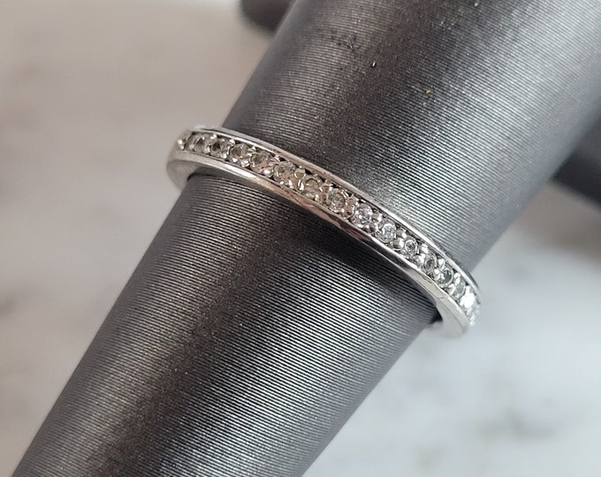 Womens Estate Sterling Silver CZ Ring 2.0g E1638