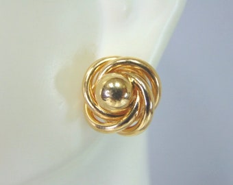 Pr Womens 14K Yellow Gold Infinity Knot Stud Earrings 4.2g E5219