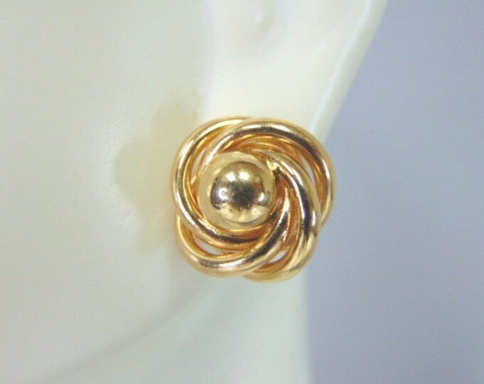 Pr Womens 14K Yellow Gold Infinity Knot Stud Earrings 4.2g E5219