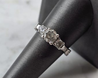Womens Vintage Estate Sterling Silver Modernist CZ Ring 4.7g E3246
