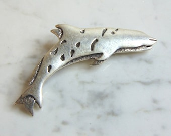 Womens Vintage Estate .925 Sterling Silver Dolphin Brooch 13.4g E1531