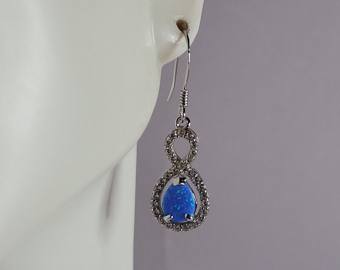 Womens Sterling Silver Modernist Blue Opal Earrings 2.8g E3712