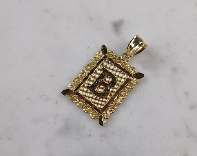 Womens Sterling Silver Gold Tone Initial Letter " B " Pendant 1.3g E7253