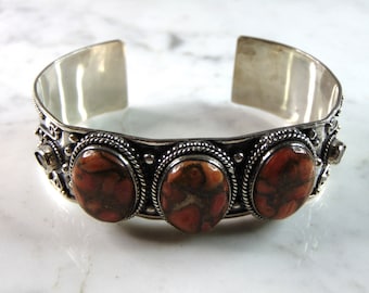 Womens Vintage Estate Sterling Silver Modernist Cuff Bracelet 44.8g E6025