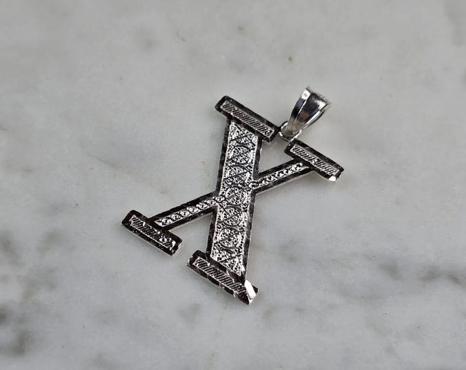 Womens Sterling Silver Initial Letter " X " Pendant 1.6g E1541