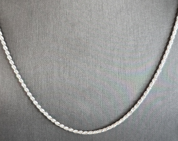 Womens Vintage Estate Sterling Silver Italian Rope Necklace, 11.3g E4476