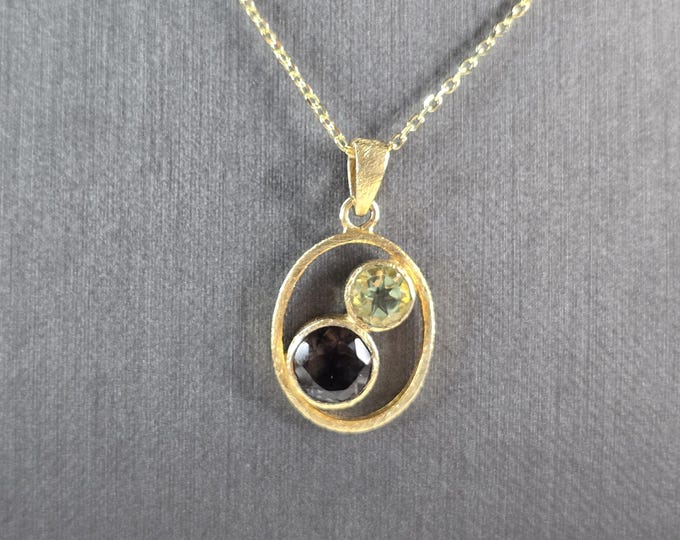 Womens Sterling Silver Modernist Gold Tone Pendant Necklace 5.2g E3481