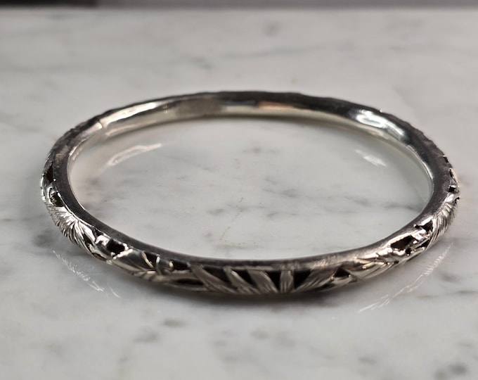 Womens Vintage Estate Sterling Silver Bangle Bracelet 6.8g #E3893