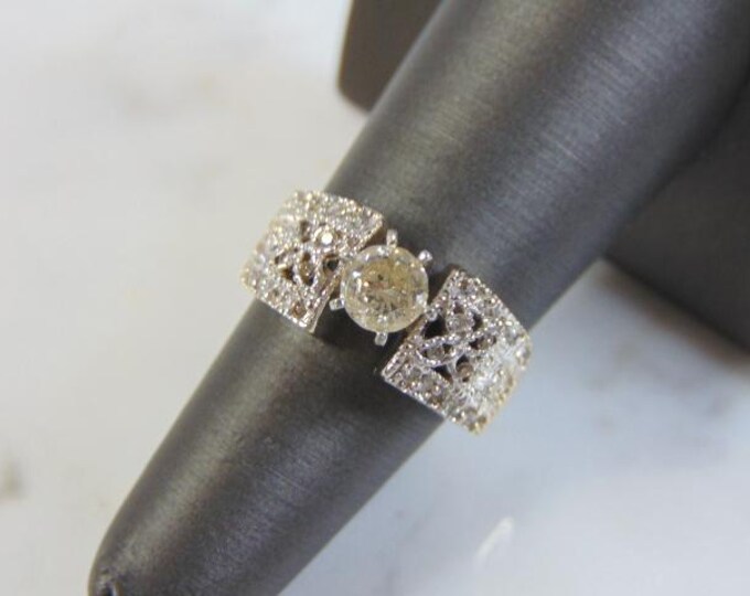 Womens Vintage Estate 14k White Gold & Diamond Ring 7.3g  E3467