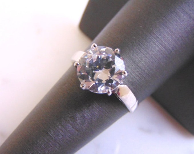 Womens Vintage Estate Sterling Silver CZ Ring 4.4g E1215