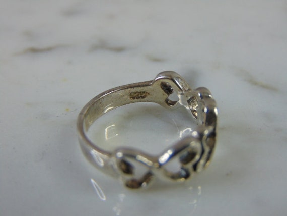 Bague Vintage En Argent Massif Avec Motif Cœur - Occasion, Style Rétro Unique