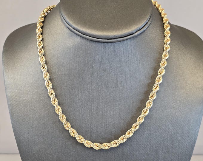 Womens Vintage Estate 14K Yellow Gold Rope Chain Necklace 14.1g E7553
