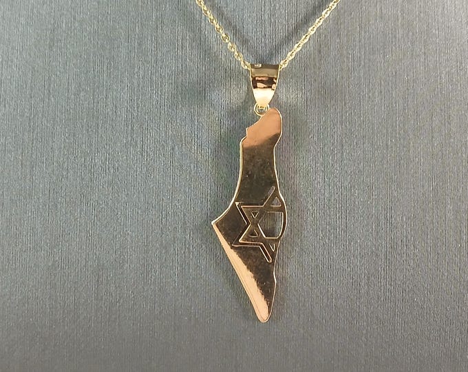Sterling Silver Gold Tone Jewish Judaica Star of David Israel Pendant 4.1g E3796