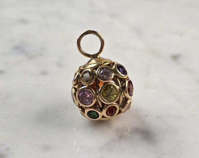Womens Vintage Estate 14K Yellow Gold Multi Stone Orb Pendant 7.0g E3407