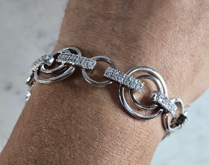 Womens Vintage Estate Sterling Silver Modernist Bracelet 33.9g E7770