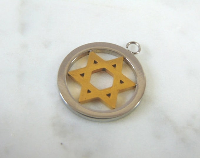 Vintage Estate 14K Yellow & White Gold Jewish Judaica Star of David Pendant, 2.9g E4025