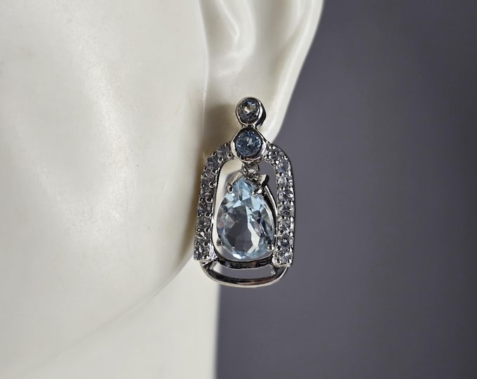 Womens Estate Sterling Silver Aquamarine Earrings 5.4g E7435