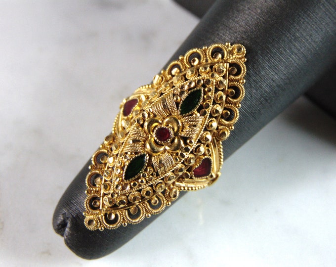 Womens Vintage Estate 22K Yellow Gold Modernist Ring 4.8g E2640