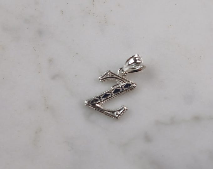 Womens Sterling Silver Initial Letter " Z " Pendant 0.3g E6095