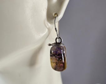 Womens Sterling Silver Modernist Dichroic Earrings 7.5g E4069