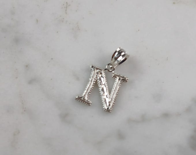 Womens Sterling Silver Initial Letter " N " Pendant 0.3g E6081