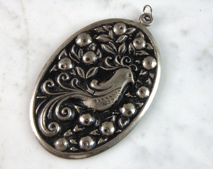 Womens Vintage Estate Sterling Silver Modernist Bird Pendant 14.6g E3334