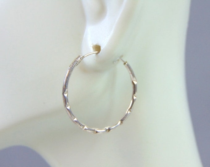 Womens Vintage Estate Sterling Silver Hoop Earrings 1.1g E1802